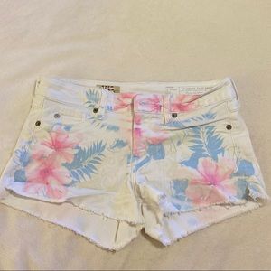 Sold Design Lab White/Floral Jean Shorts